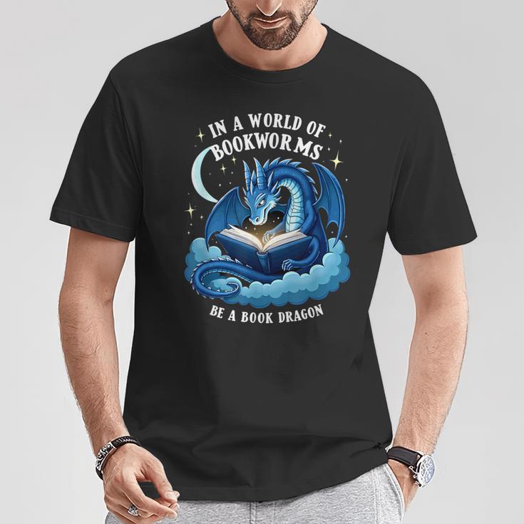 Vintage In A World Of Bookworms Be A Book Dragon T-Shirt Unique Gifts