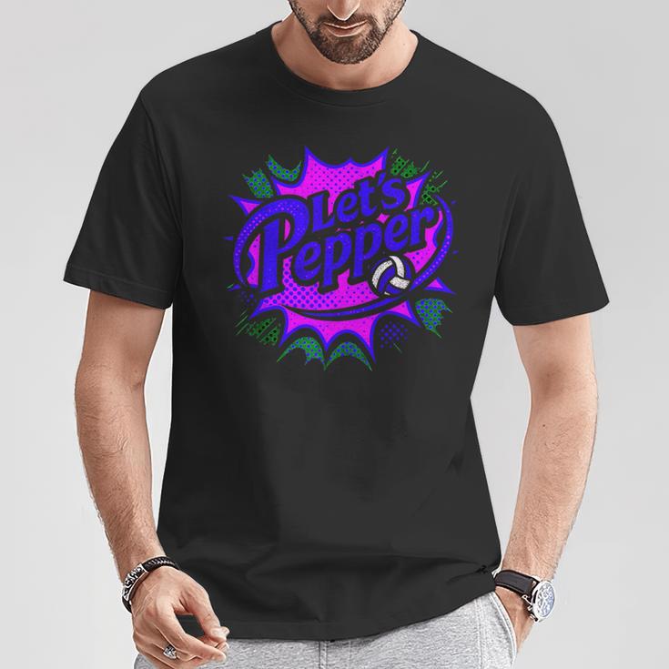 Volleyball Lets Pepper Retro Pop Comic Book Style Player Art T-Shirt Unique Gifts