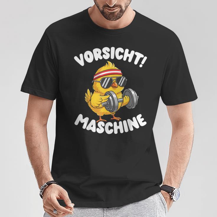 Vorsicht Maschine Küken Bodybuilding Gym Fitness T-Shirt Lustige Geschenke