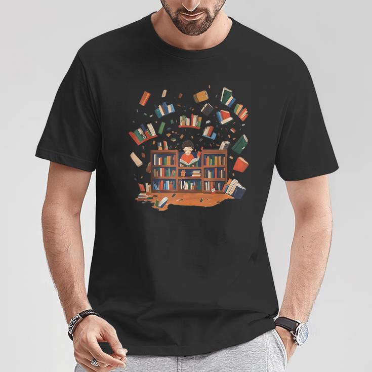 Whimsical Kids Reading Bookshelf T-Shirt Unique Gifts