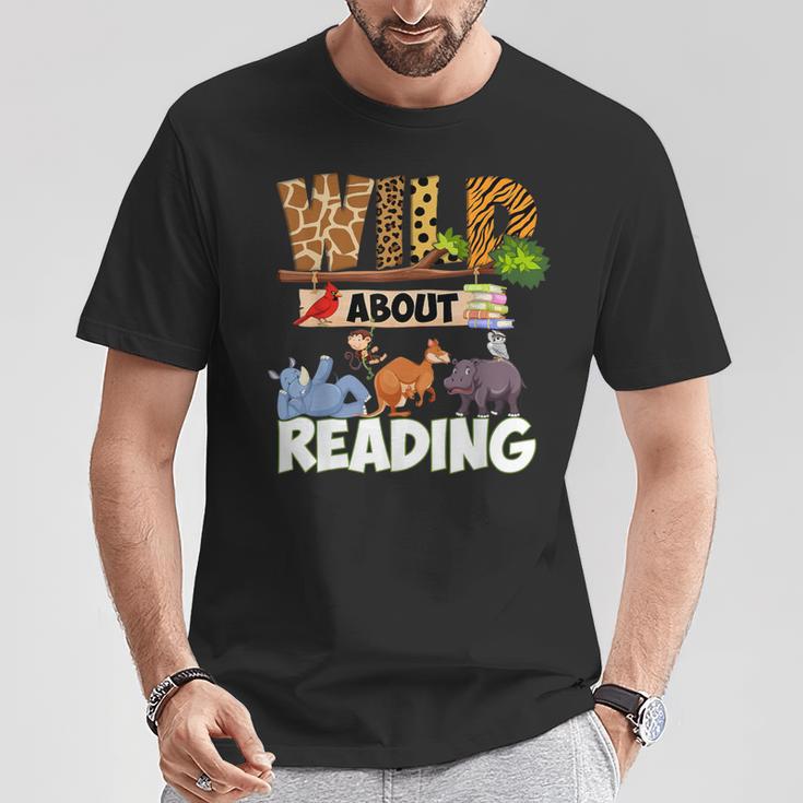Wild About Reading Book Lover Bookworm Library Day T-Shirt Unique Gifts