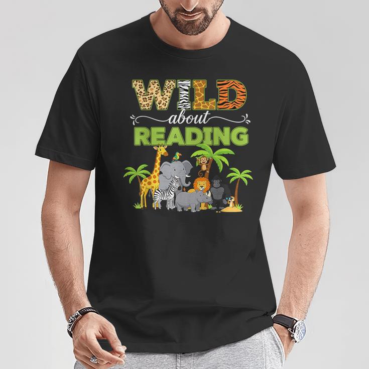 Wild About Reading Books Reader Librarian Wild Animals Lover T-Shirt Unique Gifts
