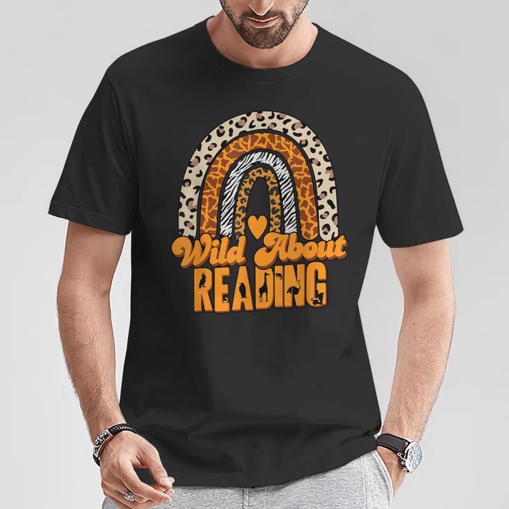 Wild About Reading Books Teacher Leopard Rainbow Men Women Kids T-Shirt Unique Gifts