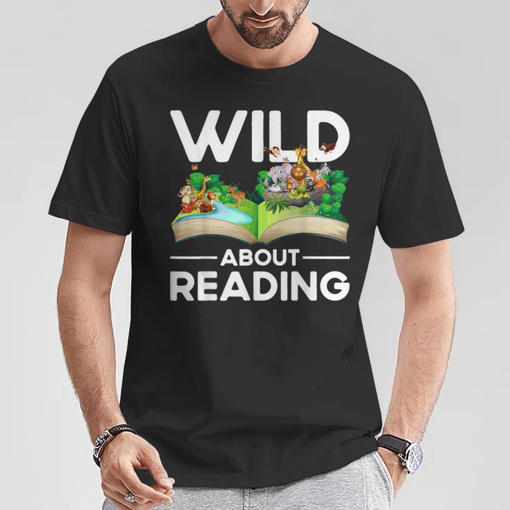 Wild About Reading Lovers Avid Readers Bookworms Book Lovers T-Shirt Unique Gifts