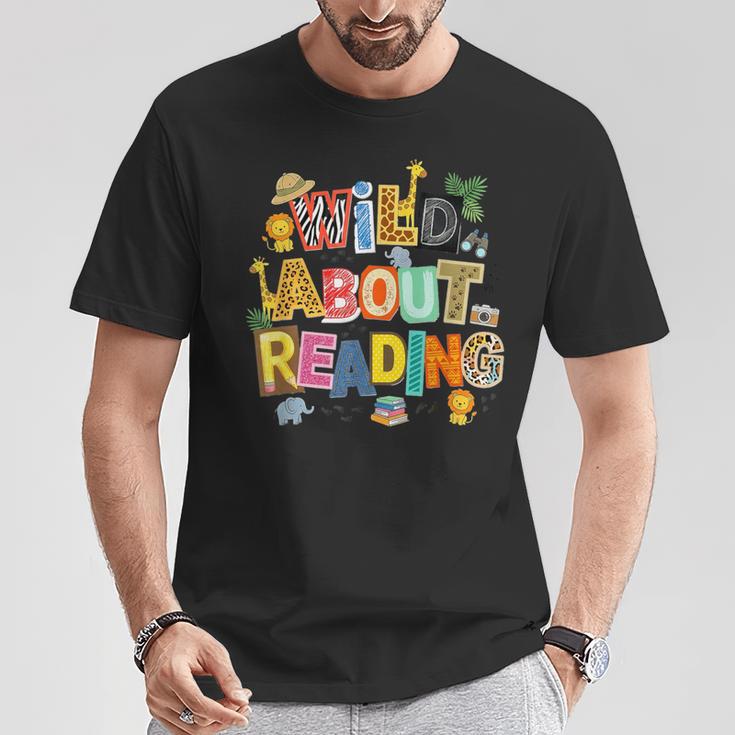Wild About Reading Safari Animals Book Lover Teacher Student T-Shirt Unique Gifts