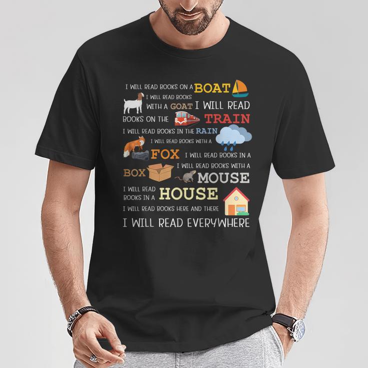 I Will Read Books On a Boat & Everywhere Reading T-Shirt Unique Gifts
