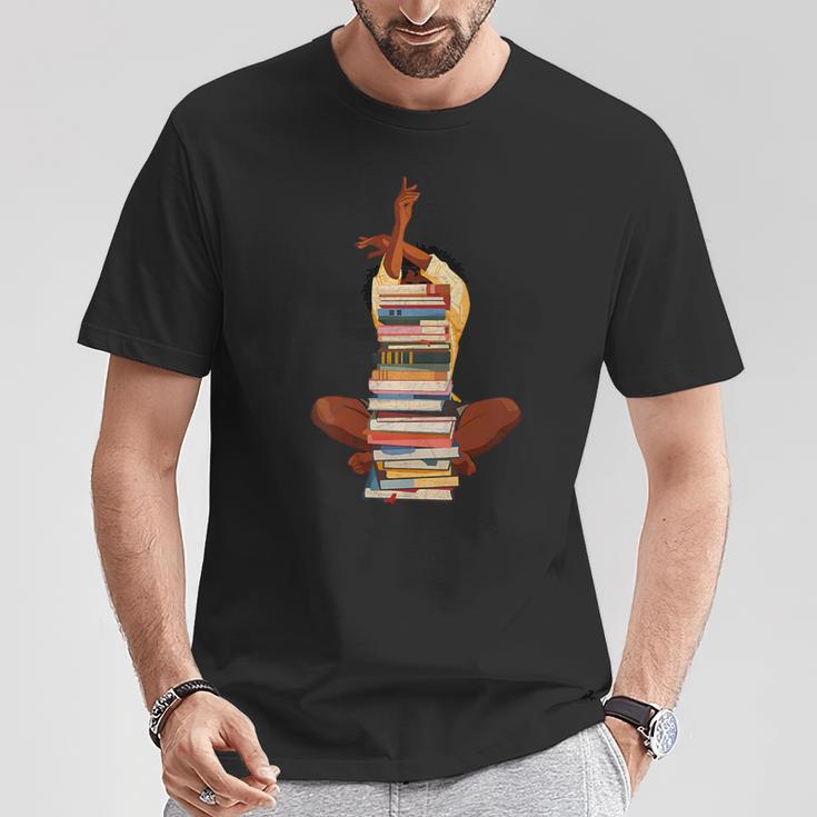 Woman And Books Stack Afro Girl Book Lover T-Shirt Unique Gifts Woman And Books Stack Afro Girl Book Lover T-Shirt Unique Gifts