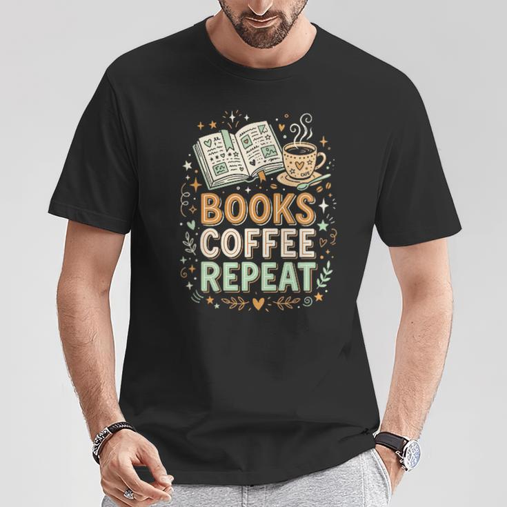 Women's Books Coffee Repeat Book Lover Reader Bookworm T-Shirt Unique Gifts