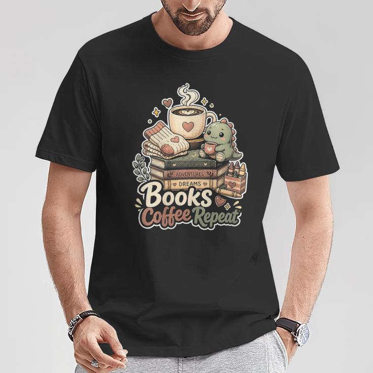 Women's Books Coffee Repeat Cute Reading Lover T-Shirt Unique Gifts