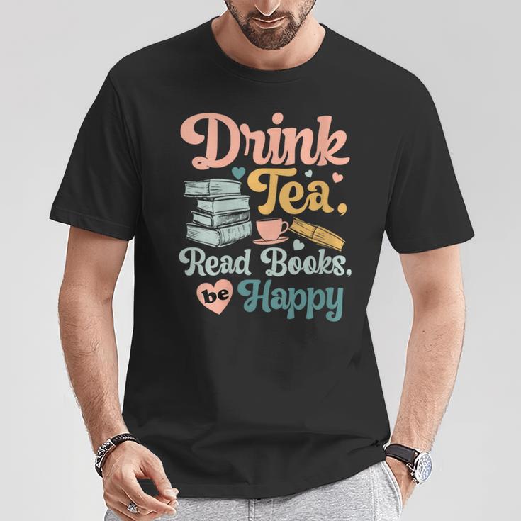 Women's Drink Tea Read Books Nerd Book Reader Book Reading Lover T-Shirt Unique Gifts