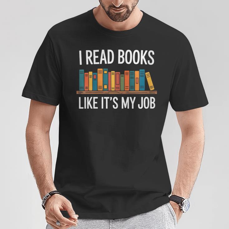 Women's I Read Books Like Its My Job Reading Humor T-Shirt Unique Gifts