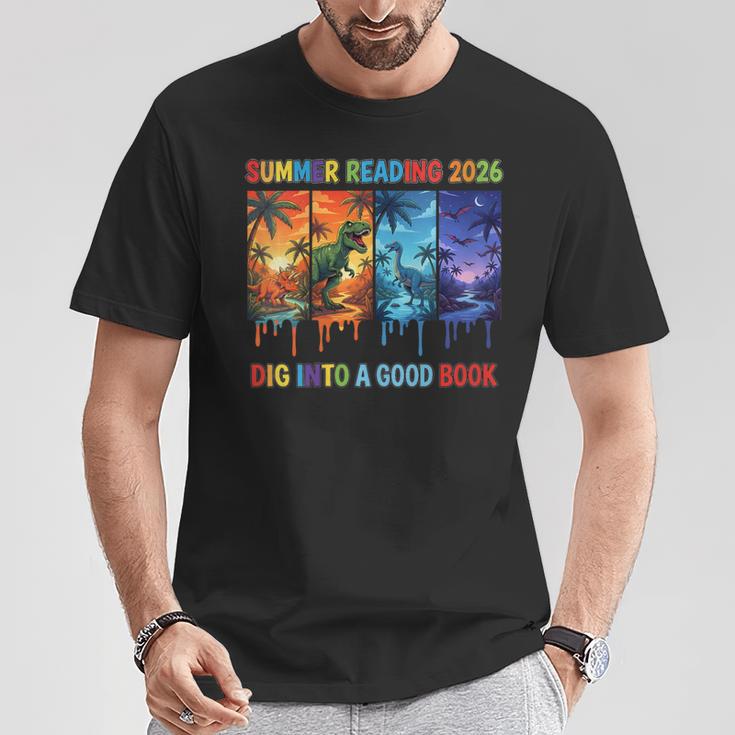Women's Summer Reading 2026 Unearth A Story Dinosaur Books T-Shirt Unique Gifts