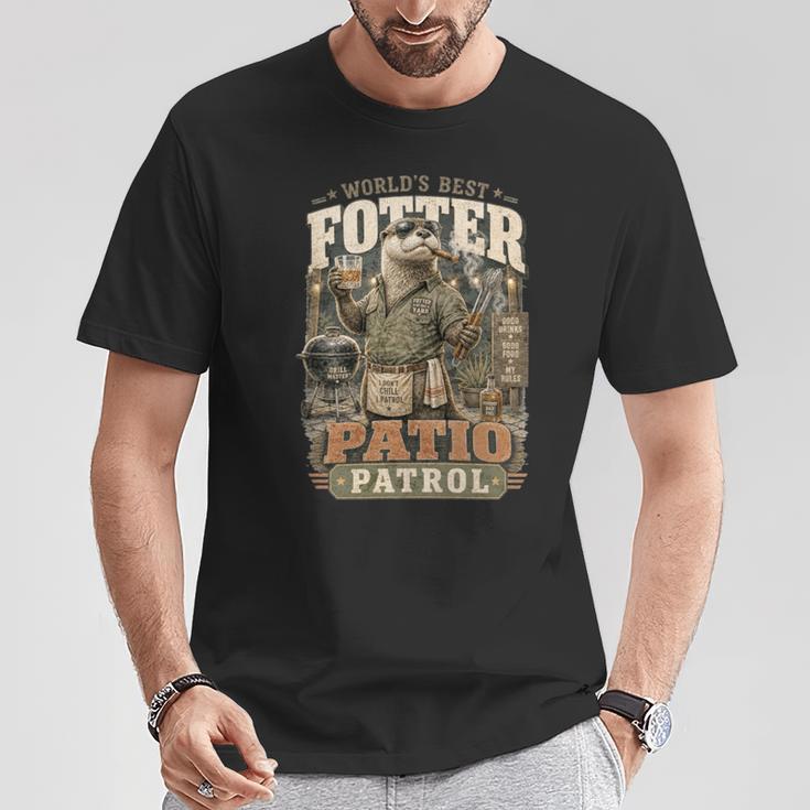 Worlds Best Fotter パティオ パトロール 裏庭 カワウソ しゃれ 誕生日 長袖tシャツ Tシャツ 面白い贈り物