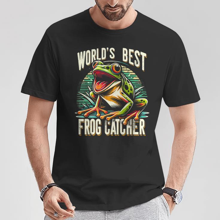 Worlds Best カエルキャッチキャッチャー ハンティングコレクター Tシャツ 面白い贈り物