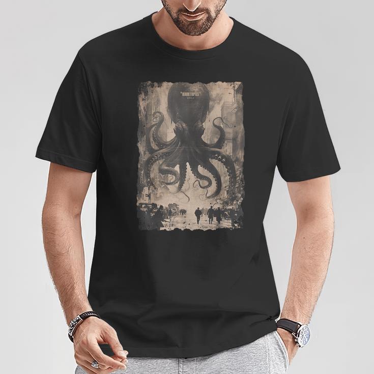 Y2k Hip Hop Fashionヒップホップ メンズ レディース ストリートウェア レトロホラー モンスター タコ Tシャツ 面白い贈り物