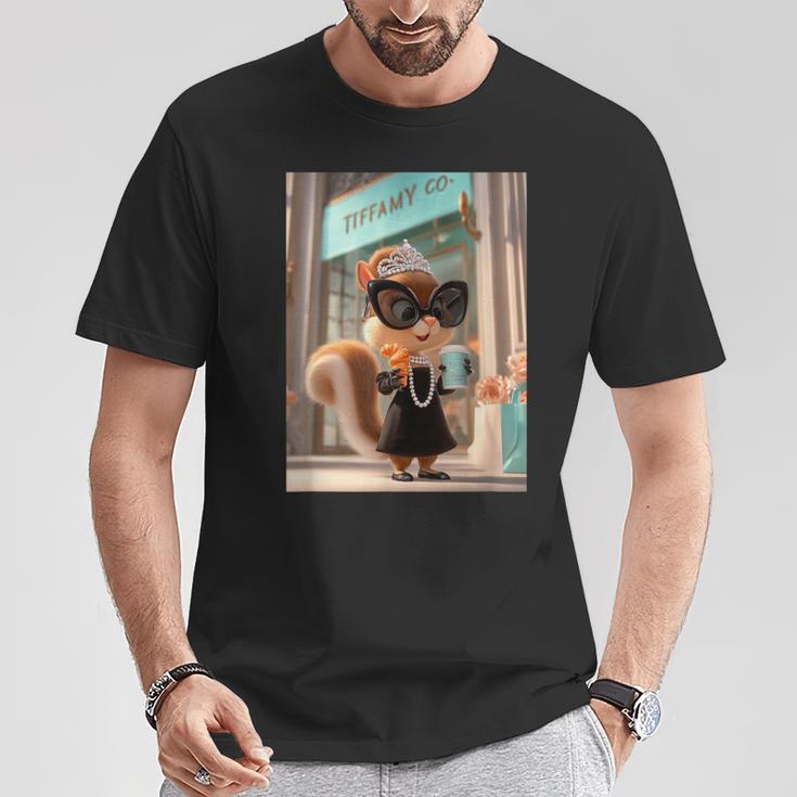 おしゃれでキュートなリス Tシャツ 面白い贈り物