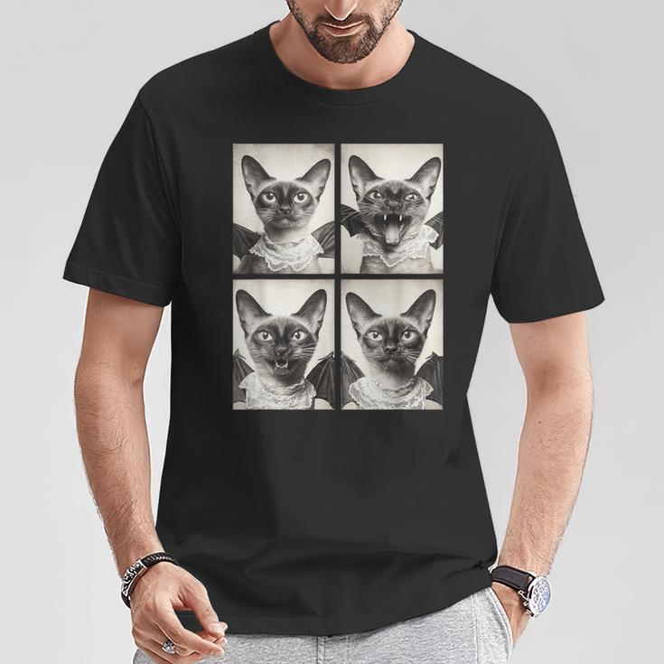 おもしろい 吸血鬼 シャム猫 コウモリのコスチューム 猫 ハロウィン Tシャツ 面白い贈り物