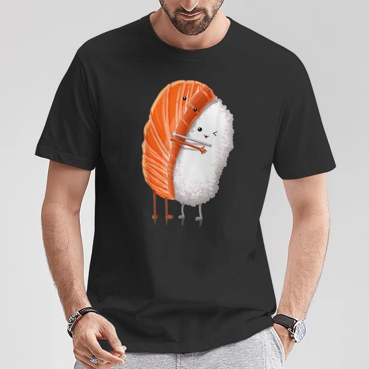 おもしろ寿司 ハグ サーモン かわいい 日本の寿司 カワイイ食べ物 Tシャツ 面白い贈り物