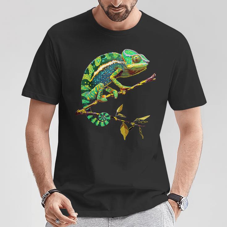 かわいいカラフルなカメレオントカゲ動物愛好家のアート Tシャツ 面白い贈り物