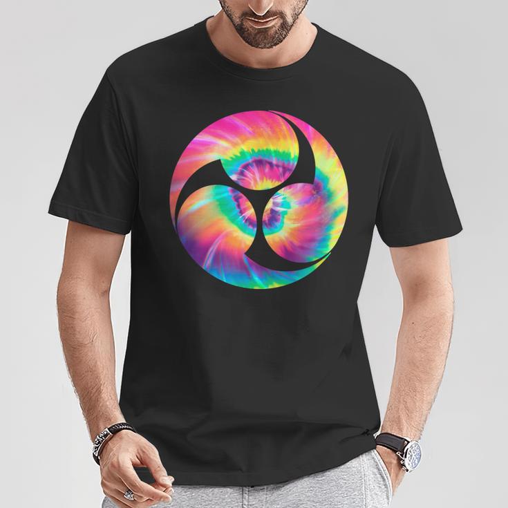 みつどもえシンボル 70年代 タイダイ 太鼓ドラマー Tシャツ 面白い贈り物