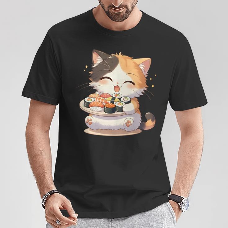 わがまま猫 寿司ねこ ラーメン好き かわいい おもしろ マンガ 長袖tシャツ Tシャツ 面白い贈り物