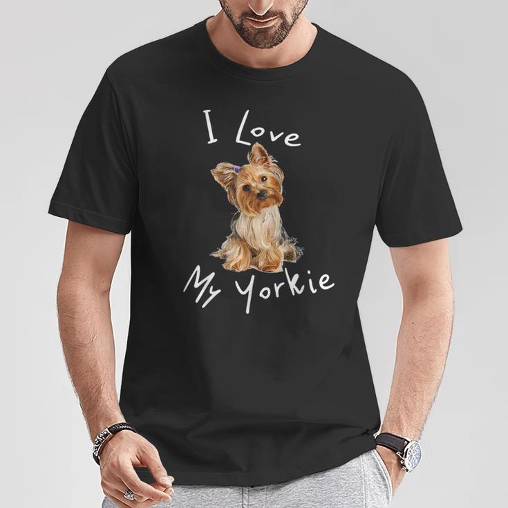 アイ・ラブ・マイ・ヨーキー・ヨーキー・ヨーキー・ドッグ・ファンへのギフト Tシャツ 面白い贈り物