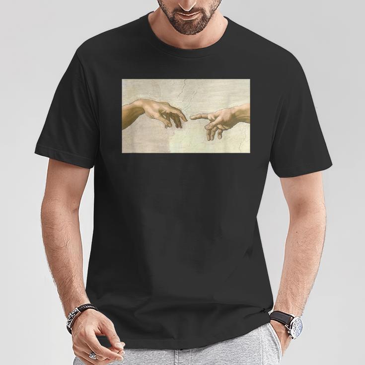 アダム・ミケランジェロによる創造 美術史 Tシャツ 面白い贈り物