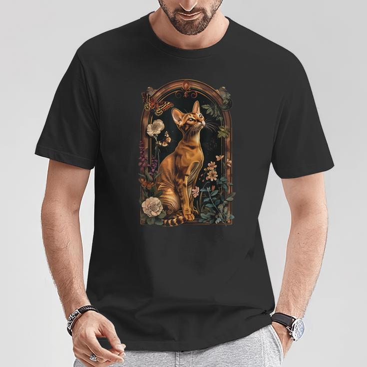 アビシニアン 猫 花 Tシャツ 面白い贈り物