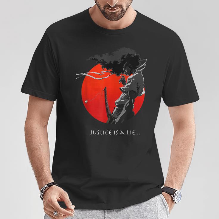 アフロサムライ アニメ 日本武士道戦士 ストリートウェア Tシャツ 面白い贈り物