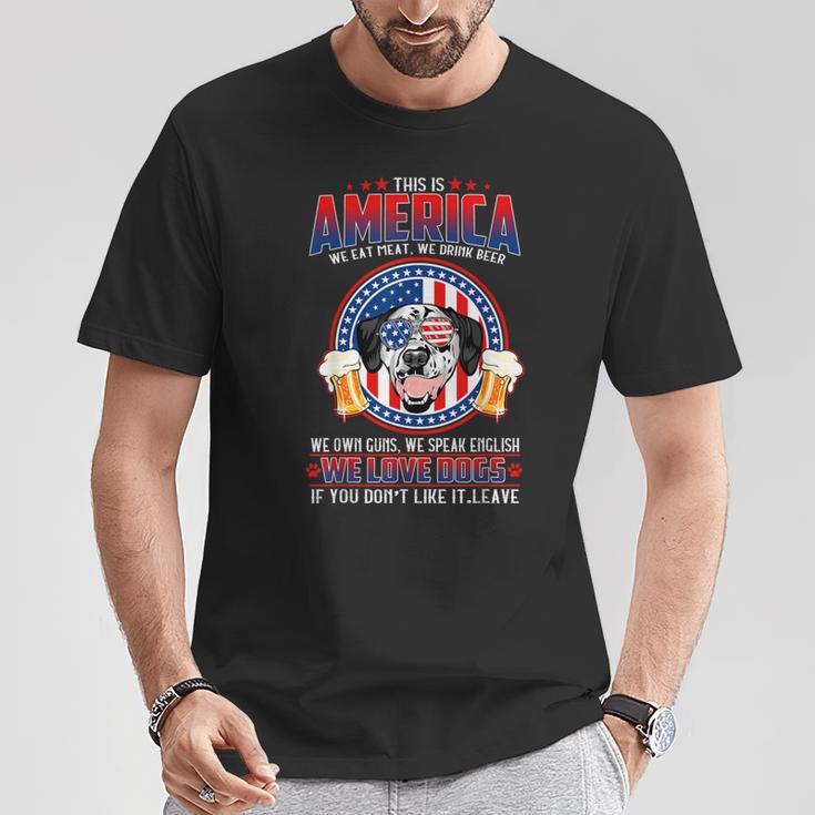 アメリカ We Love Dogs ダルメシアン犬とビール 独立記念日 Tシャツ 面白い贈り物