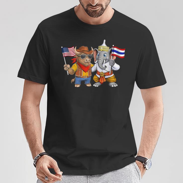 アメリカ・タイ国旗 誇り高いタイ系アメリカ人のルーツ タイ系アメリカ人の遺産 Tシャツ 面白い贈り物
