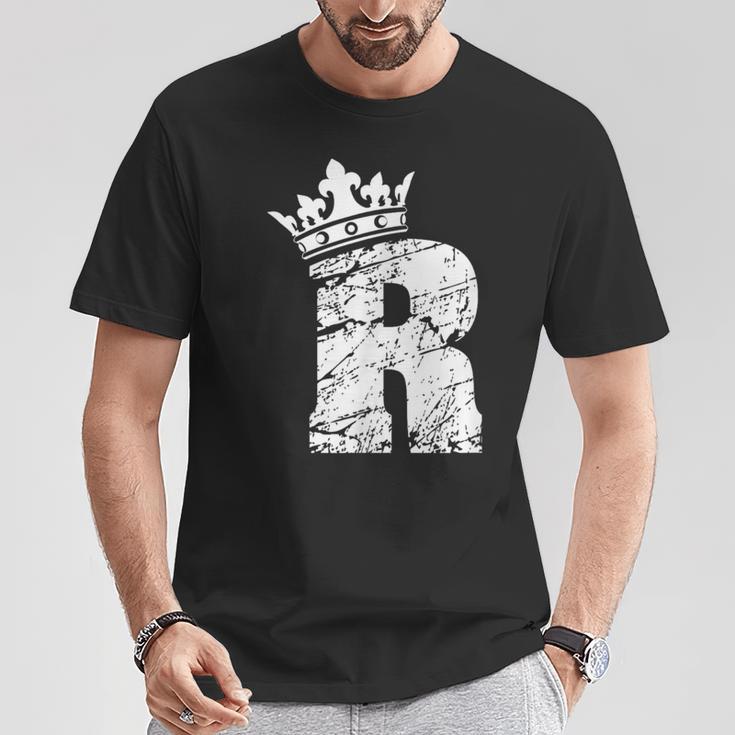 アルファベットtシャツ イニシャル文字 R & キング クイーン クラウン Tシャツ 面白い贈り物