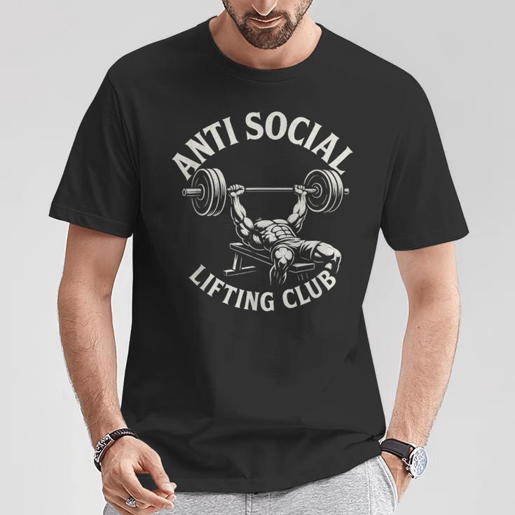アンチソーシャルリフティングクラブベンチパワーリフティングジム Tシャツ 面白い贈り物