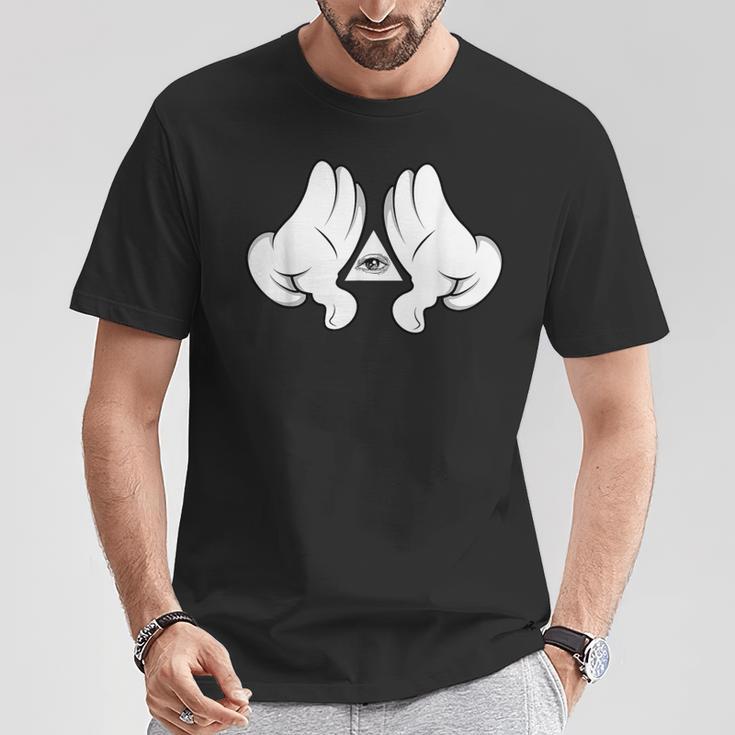 イルミナティ陰謀論 プロビデンスの目 おもしろtシャツ Tシャツ 面白い贈り物