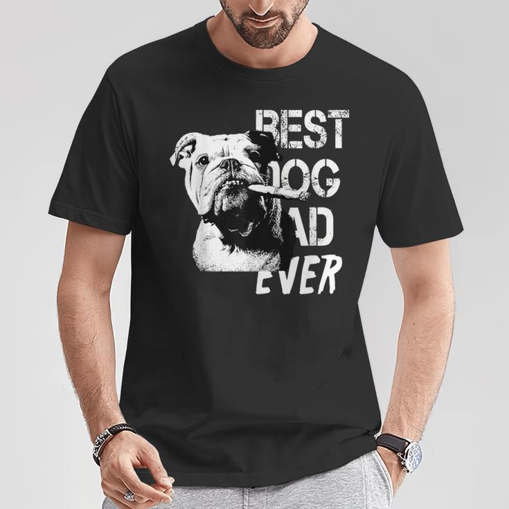 メンズ イングリッシュブルドッグ お父さん 父の日 ヴィンテージスタイル 犬 Tシャツ 面白い贈り物