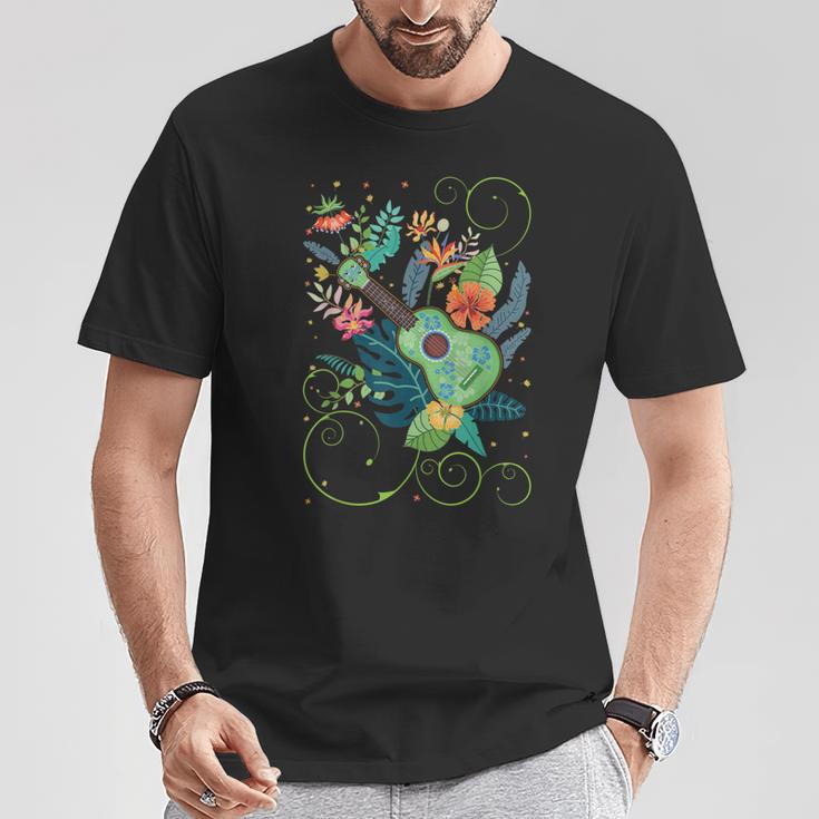 ウクレレミュージックフラワーズハワイ Tシャツ 面白い贈り物