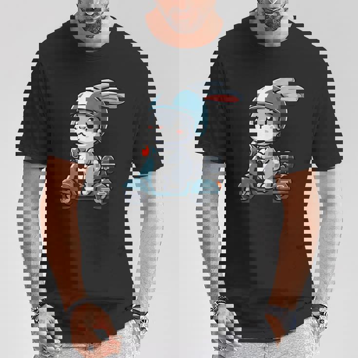 ウサギ スクーター ペット 面白い オートバイ Tシャツ 面白い贈り物
