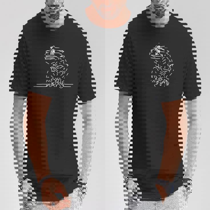 エレガントなラインアート ガーゴイル ヤモリ 爬虫類 Tシャツ 面白い贈り物