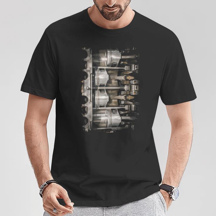 エンジンピストン断面背景 Tシャツ 面白い贈り物