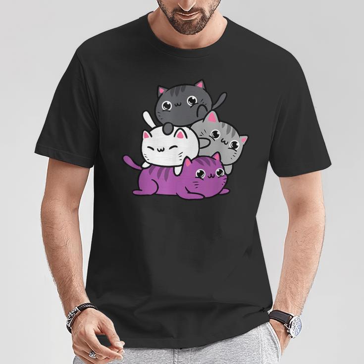 カワイイ猫の山 アセクシャルプライド Tシャツ 面白い贈り物