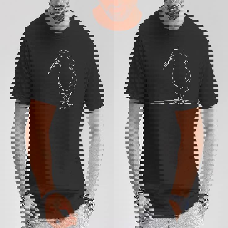 キウイバード ラインアート ミニマリスト ワンライン Tシャツ 面白い贈り物