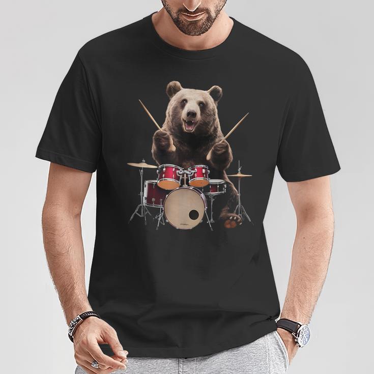 クマの演奏 ドラム リアル Tシャツ 面白い贈り物