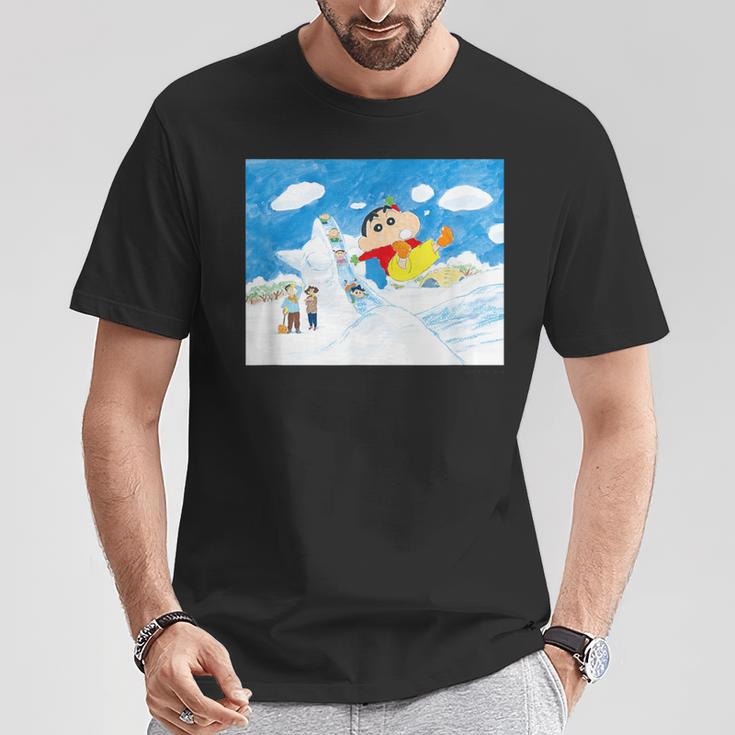 クレヨンしんちゃん 雪のすべり台 Tシャツ 面白い贈り物