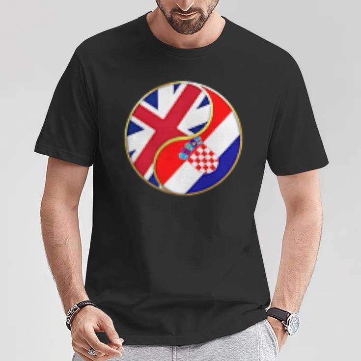 クロアチアの旗 イングランド イギリス 英語 イギリス クロアチア語 Tシャツ 面白い贈り物