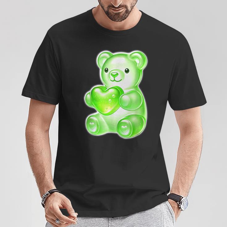 グミベア キャンディ ハート グリーン Tシャツ 面白い贈り物