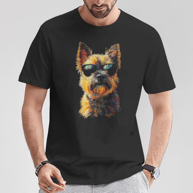 ケアンテリア 犬 ペット アートワーク サングラス ケアンテリア Tシャツ 面白い贈り物
