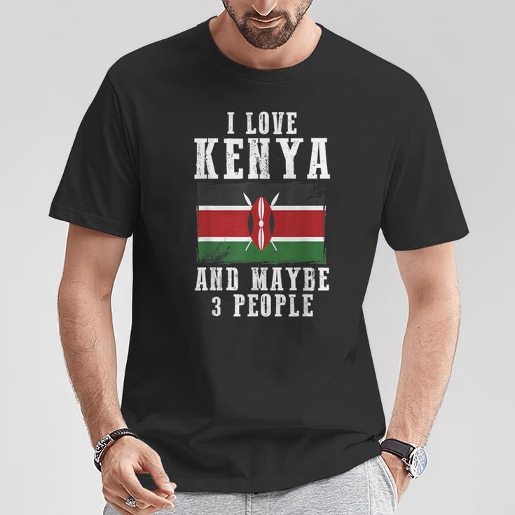 ケニアアフリカ国旗 I Love Kenya Tシャツ 面白い贈り物