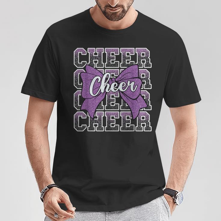 コケット チアボウ スポーツ チアリーダー チアリーディング パープル Tシャツ 面白い贈り物
