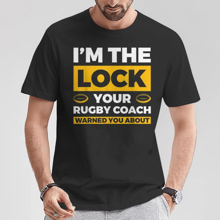 コーチがラグビーについて警告したロックはアイム・ザ・ロック Tシャツ 面白い贈り物
