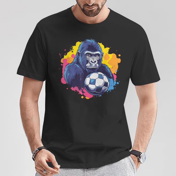ゴリラ サッカーボール 鮮やかな色 Tシャツ 面白い贈り物